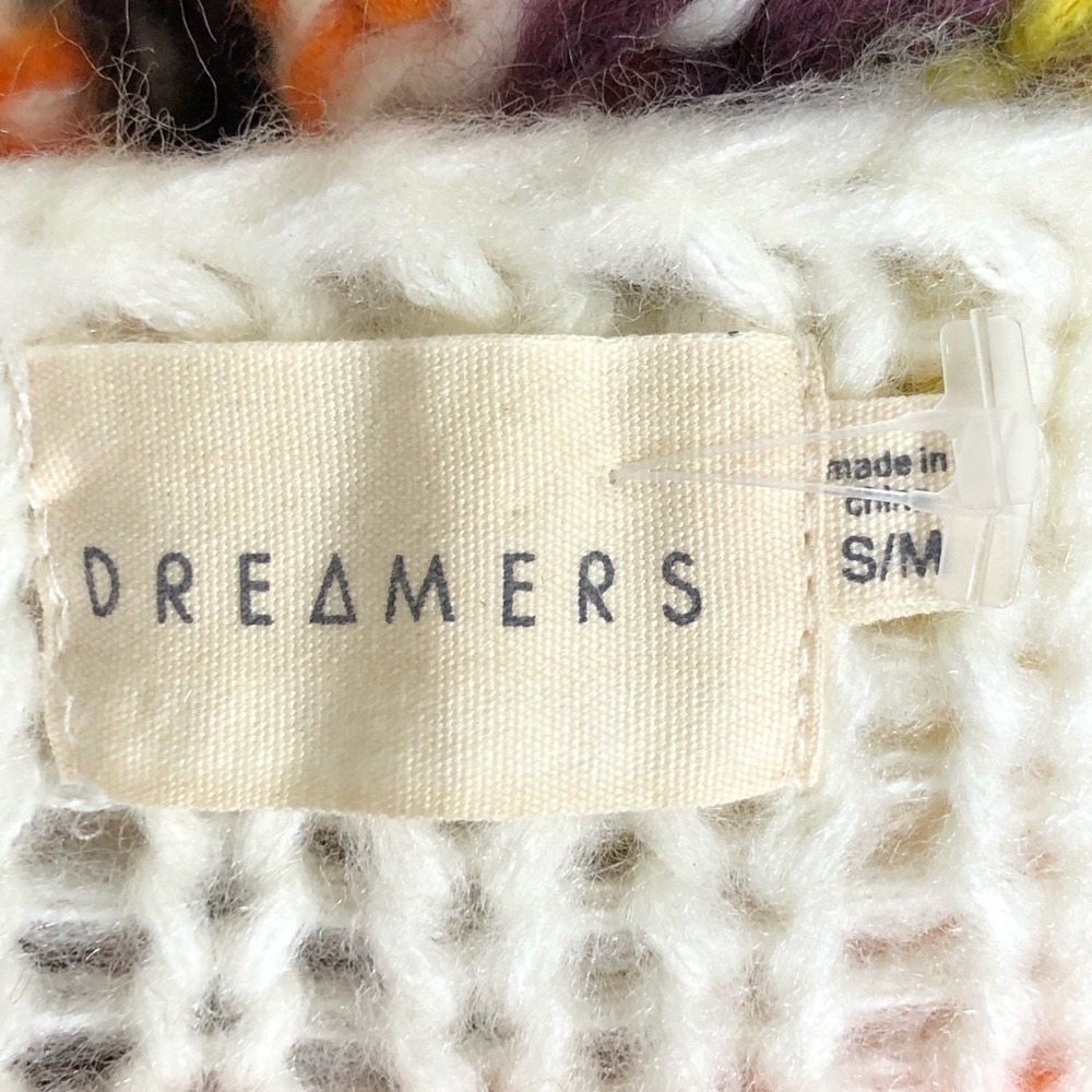 DREAMERS open knit colorful striped scoop neck sweater - Picture 2 of 8